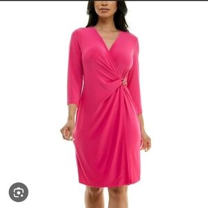 NWT NINA LEONARD HOT PINK XL DRESS